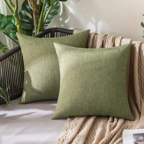 Vista 69 de MIULEE - Paquete de 2 fundas de almohada decorativas para exteriores, impermeables, sólidas, de imitación de lino, para jardín, casa de campo, Azul