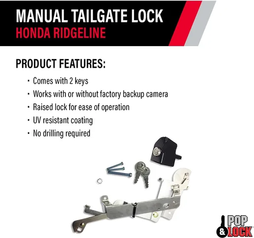 Vista 2 de Cerradura manual de puerta trasera Pop & Lock para Honda Ridgeline, Negro