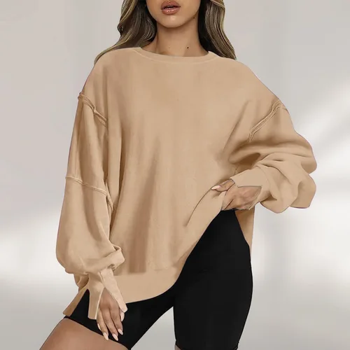 Vista 3 de Sudadera de gran tamaño para mujer, sudaderas de cuello redondo, sudaderas con capucha para otoño, ropa de invierno Y2K a la moda para adolescentes