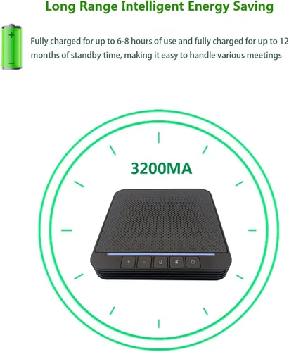 Vista 4 de LVC200B Micrófono omnidireccional para sala de conferencias con altavoz, 8 horas de uso, conexión Bluetooth a PC, reducción de ruido inteligente