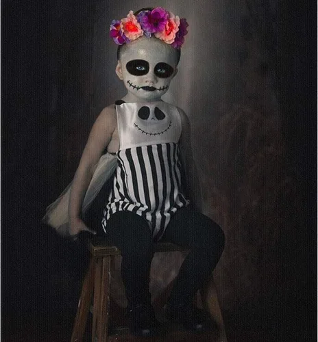 Vista 2 de Mameluco de sonrisa de Halloween para bebé recién nacida, traje de halter con lazo, vestido tutú