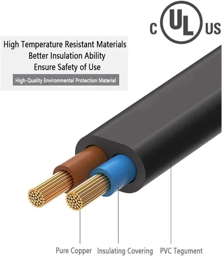Vista 3 de Cable de alimentación de repuesto para iRobot Roomba – [listado por UL] Extensión de 6 pies para iRobot Roomba Base de carga integrada para el hogar