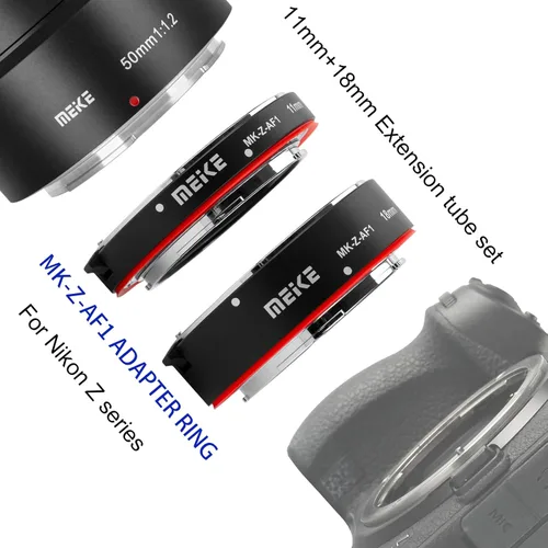 Vista 4 de Meike MK-Z-AF1 Anillo adaptador de tubo de extensión macro de enfoque automático de metal (0.433 in+0.709 in) compatible con Nikon Z5 Z6 Z7 Z6II