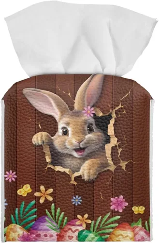Vista 16 de Lindas decoraciones de ajolote con estampado de animales, caja de pañuelos de cuero, soporte de Navidad, organizador de papel de seda impermeable