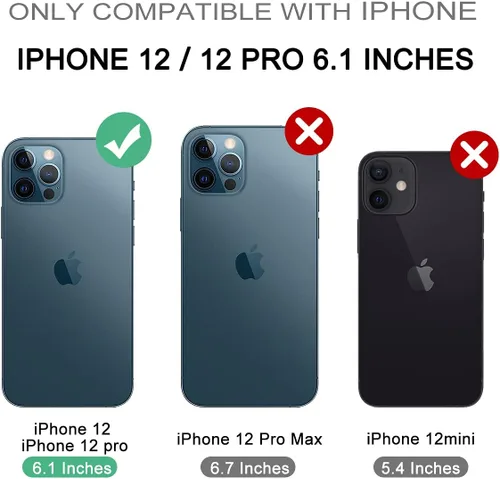 Vista 2 de Dexnor Funda para iPhone 12 y iPhone 12 Pro, [protector de pantalla y soporte integrados] Protección de grado militar resistente a prueba de golpes