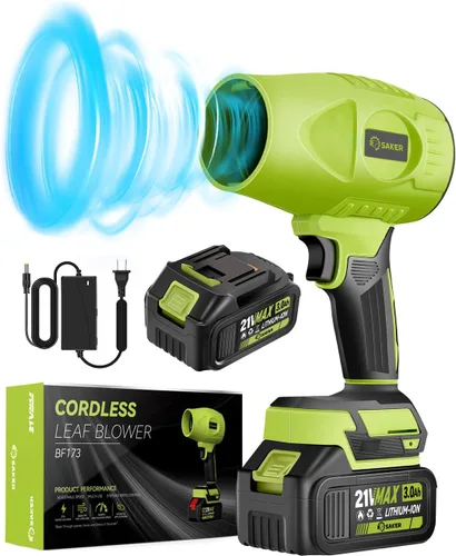 Vista 12 de Saker Soplador de Hojas Inalámbrico Portátil Limpiador de Polvo Sopladores Ligeros de Mano 180000 RPM con Velocidad Ajustable para Limpieza