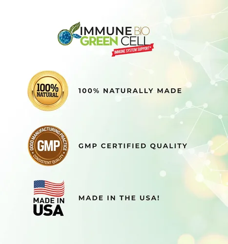 Vista 4 de Immune Bio Green Cell - 8 onzas, paquete de 2 - Apoyo al sistema inmunológico - Incluye vitamina C, carqueja, romero y plátano de hoja ancha - Sin