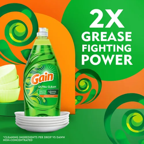Vista 3 de Gain Ultra - Jabón líquido para lavavajillas, aroma original, 38 fl oz