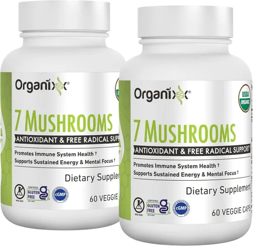 Vista 9 de Organixx USDA Organic Mushroom Supplement, 7 Fermented Mushrooms – Lions Mane, Shiitake, Cordyceps, Turkey Tail, Reishi – for Immune & Digestion