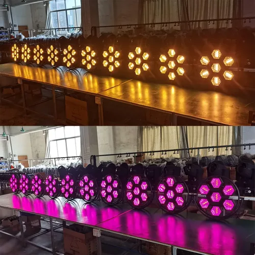 Vista 5 de JUNMAN Juego de luces LED de 7 cabezas con efecto de fondo retro para DJ, discoteca, iluminación de escenario 1 pieza Luces de escenario de luz