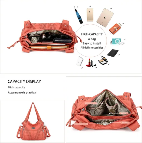 Vista 3 de Monederos y bolsos de mano de moda para mujer, bolsos de hombro con asa superior, bolsos de cuero sintético