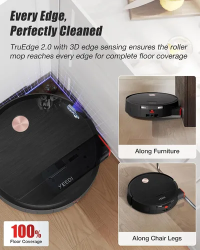 Vista 5 de Yeedi S16 Plus Robot Aspiradora y Trapeador con Estación Omni Automática, Succión de 16,600Pa, Mopa Autolavadora OZMO, ZeroTangle 3.0, Elevación