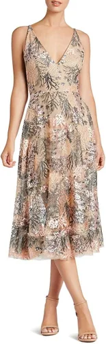 Vista 5 de Dress the Population Vestido midi para mujer Audrey, con escote profundo Begonia