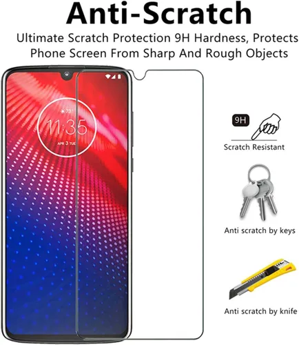Vista 3 de Protector de pantalla transparente para Motorola Moto Z4 HD, vidrio templado, 2 unidades, dureza 9H, antiarañazos, protector de pantalla templado