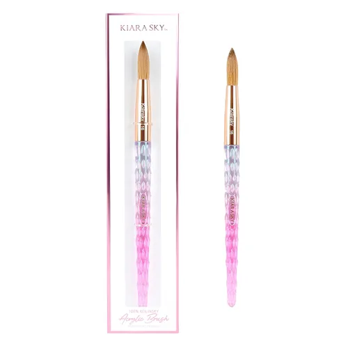 Vista 12 de Kiara Sky Pincel Acrílico #8 - Negro 100% Puro Kolinsky Mango de Corte de Cristal y Resistente al Acetona