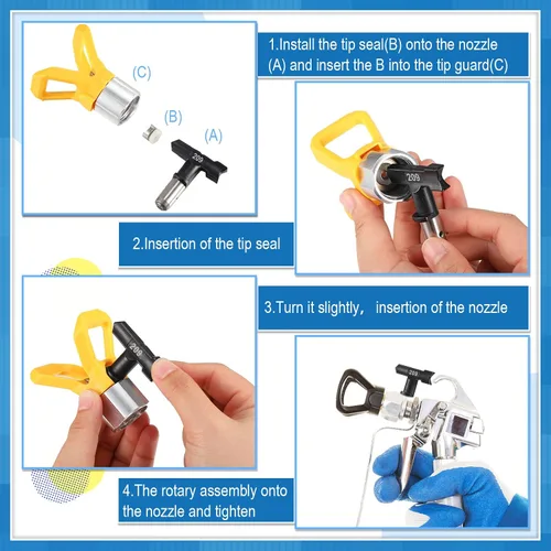 Vista 4 de 10 Piezas Puntas de Pulverización Puntas de Pulverización Reversibles Boquillas de Pulverización sin Aire para Pistolas Pulverizadoras de Pintura