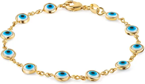 Vista 7 de Barzel Pulsera de mal de ojo multicolor chapada en oro de 18 quilates para mujer, fabricada en Brasil Arcoíris
