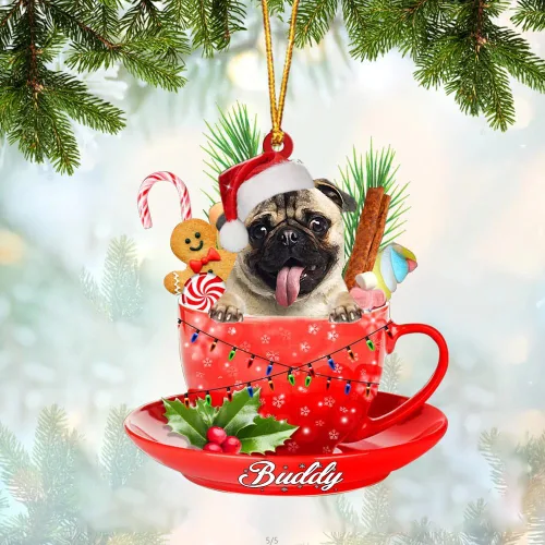 Vista 15 de Alaskan Malamute - Adorno de tetera de perro sentado en una tetera de Navidad, adorno de Navidad con nombre personalizado, adorno de automóvil