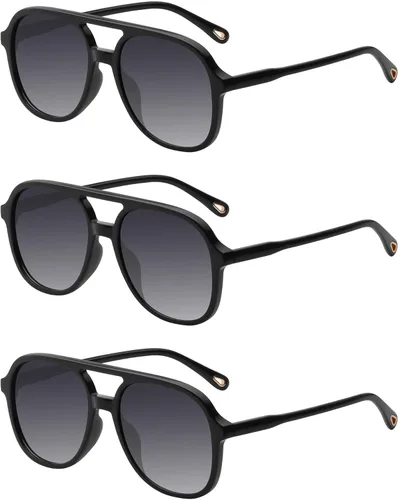 Vista 2 de YDAOWKN Retro Square Aviator Sunglasses for Womens Mens Vintage 70s Double Bridge Sun Glasses