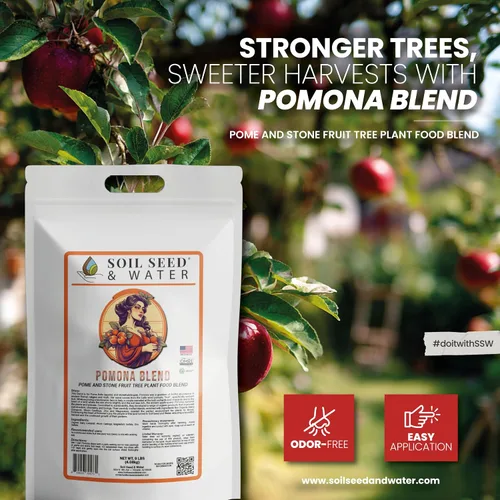 Vista 7 de Soil Seed & Water Fertilizante orgánico Pomona Blend - Enmienda del suelo para árboles frutales de pepita y hueso
