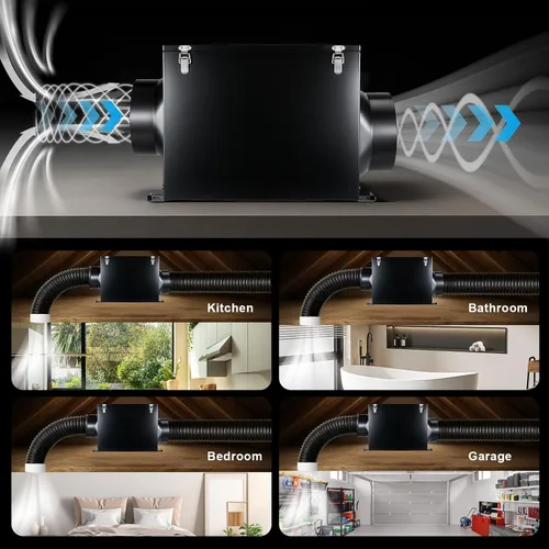 Vista 15 de GROWNEER - Ventilador de escape de baño en línea de 15 cm, ventilador de ventilación de 220 CFM con control remoto, ventilador de techo de 5