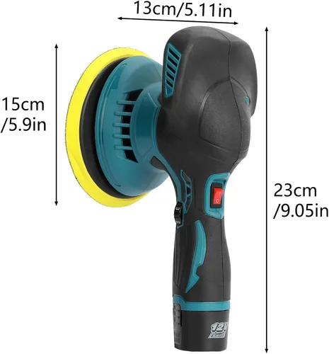 Vista 7 de Pulidora inalámbrica para automóvil, kit de pulidores y pulidores portátiles de automóvil de 6 pulgadas con 2 baterías de 2.0 Ah, pulidora de 6