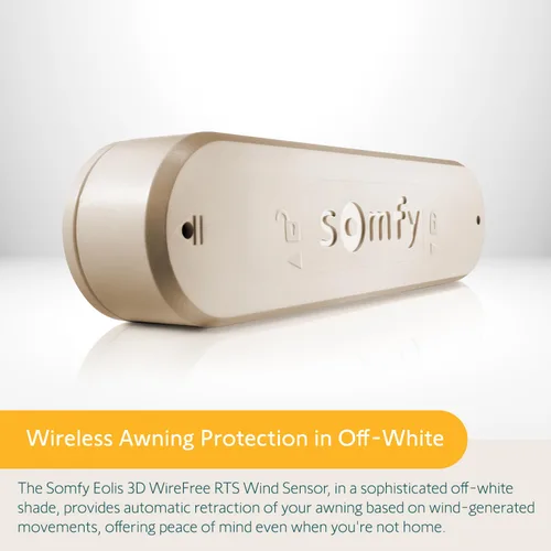 Vista 2 de Somfy Eolis - Sensor de viento RTS sin cables 3D, protección contra el viento inalámbrica para toldos RTS, funciona con toldos Sun Setter, detección