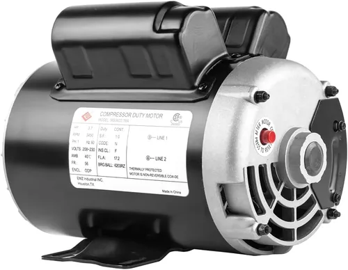 Vista 4 de 3.7 HP 3450 RPM, marco 56, 230V, 17.2Amp, eje de 5/8", motor de compresor de aire monofásico NEMA