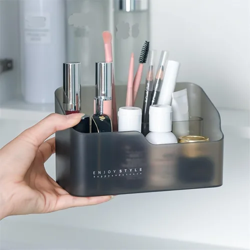 Vista 3 de TOWINE Makeup Organizer Desktop Cosmetics Storage Box Home Dressing Table Organization Storage Rack for Makeup Brushes Lipstick Small Item