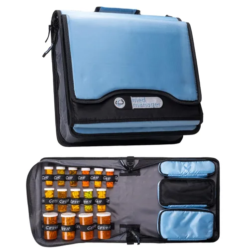 Vista 11 de Med Manager Organizador de suministros de medicamentos con estuche de viaje enfriador de insulina, capacidad para (15) botellas de píldoras, (11)