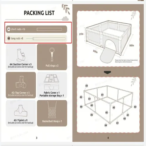 Vista 8 de Joypony Corralito para bebés, corralito pequeño de 50 x 50 pulgadas para bebés y niños pequeños, corralito para niños con puerta, patio