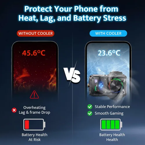 Vista 2 de darkFlash Cell Phone Cooler for Gaming and Live Stream, 2000mAh Rechargeable Fast Cooling with RGB Light, Temperature & Battery Display, Universal