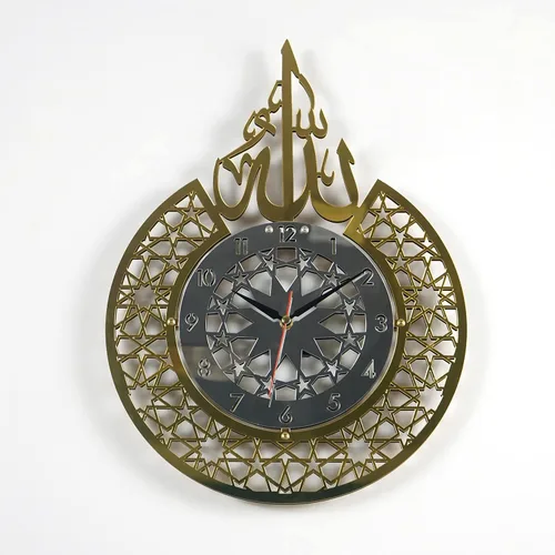 Vista 8 de iwa concept Allah Calligraphy - Reloj de pared islámico de madera, mecanismo silencioso, regalo para musulmanes durante el Ramadán