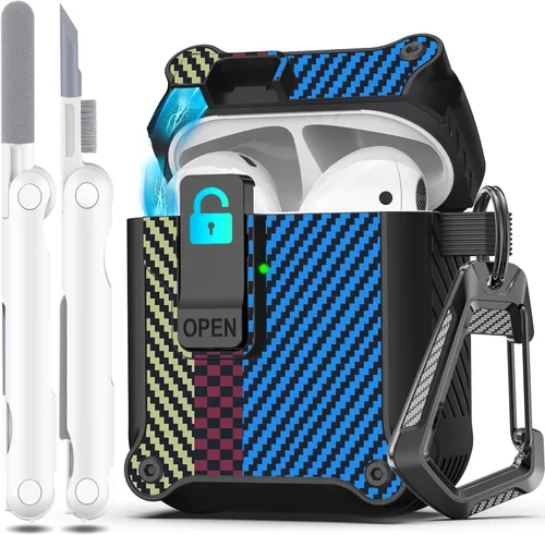 Vista 103 de R-fun Funda de carga compatible con AirPods de 2ª generación 2019, 1ª generación 2016, protección completa contra caídas, tapa desplegable
