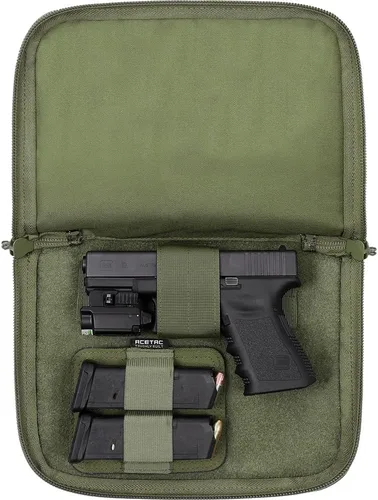 Vista 3 de [Paquete de 3 fundas tácticas para pistola con parche reflectante, envoltura universal de funda CCW, panel de gancho y bucle Mag (verde OD)