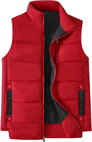 Vista 13 de XinYangNi Chaleco de invierno con forro polar para hombre, chaqueta de burbujas cálida e informal