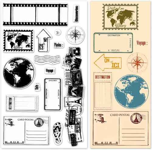 Vista 7 de Dibujo de líneas creativas, bonitos patrones de escena, sellos transparentes para decoración de tarjetas, álbumes de recortes, líneas simples