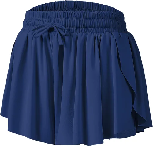 Vista 7 de Pantalones cortos fluidos de mariposa para niñas, pantalones cortos deportivos para niños pequeños, faldas de tenis 2 en 1, pantalones cortos