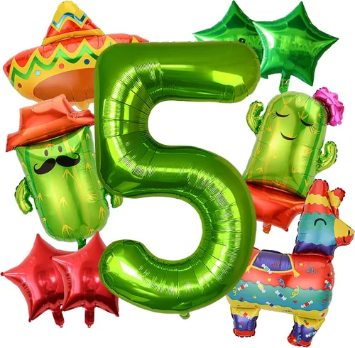 Vista 5 de 9 globos grandes de números moxicanos con globos de fiesta, globos de fiesta mexicana, decoraciones de fiesta de fiesta, decoraciones de fiesta