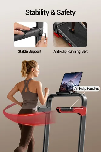 Vista 4 de UMAY Fitness Caminadora inclinada al 15% con barra de mango