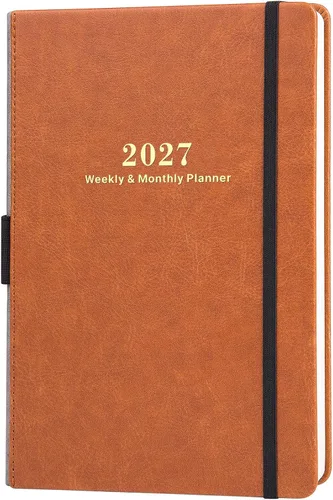 Vista 28 de Agenda 2027 – Agenda semanal mensual 2027 con calcomanías Negro