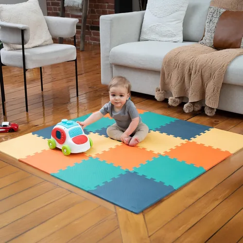 Vista 17 de MioTetto Alfombra de Juego para Bebés, Cómoda Alfombra para Tiempo de Barriga – Azulejos de Espuma Portátiles para Piso, Alfombra de bebé segura