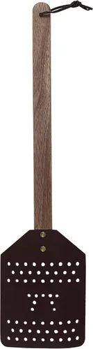 Vista 9 de Outset 76616 Matamoscas de madera de acacia y cuero estilo amish, 17.5 pulgadas, marrón