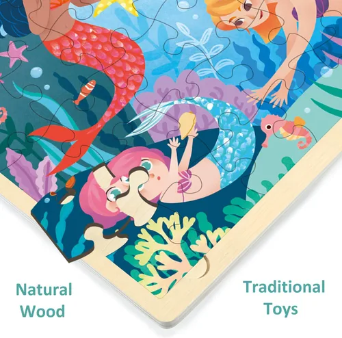 Vista 5 de Rompecabezas de madera de sirena de 48 piezas para niños de 3 a 5 años