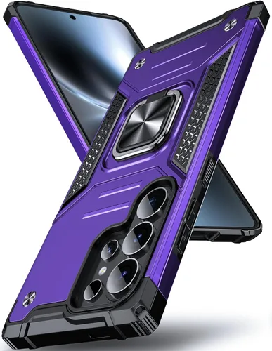 Vista 67 de DASFOND Diseñada para funda Galaxy S8 con soporte, anillo metálico giratorio mejorado de 360°, soporte kickstand de grado militar, resistente a