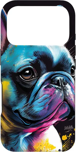 Vista 30 de French Bulldog Puppy Colorful Illustration Graphic Case for iPhone 17