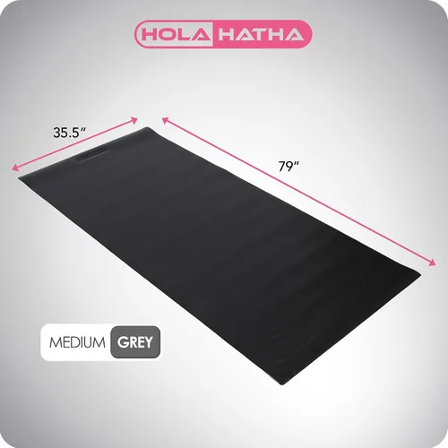 Vista 2 de HolaHatha Tapete de yoga ligero y acolchado, antideslizante de espuma gruesa plegable para estiramiento y actividad de entrenamiento, 79 x 35.5