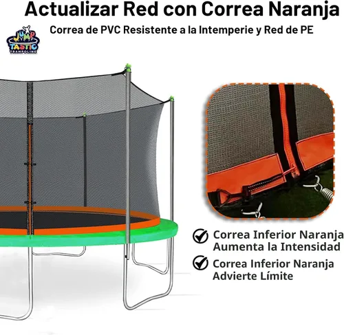 Vista 4 de Jump Tastic - Red de repuesto para trampolín con 6 tapas de poste, red de seguridad redonda de 12-15 pies, resistente a los rayos UV, resistente a