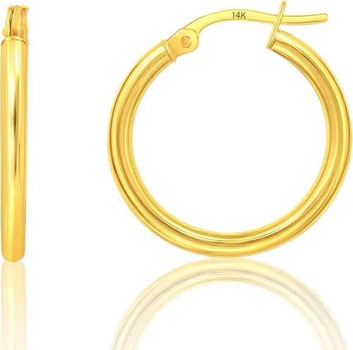 Vista 35 de Solid 10K or 14K Gold 12MM to 50MM Hoop Earrings for Women 10K oro blanco