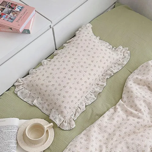 Vista 39 de BuLuTu Funda de almohada de muselina de algodón para niños pequeños con bonito patrón de flores de azalea, súper suave, funda de almohada para cuna